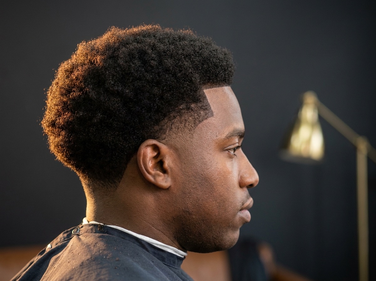 Sharp afro fade with a crisp shape-up lineup — afro hair barber Harrow, Fresh Cutz Wealdstone
