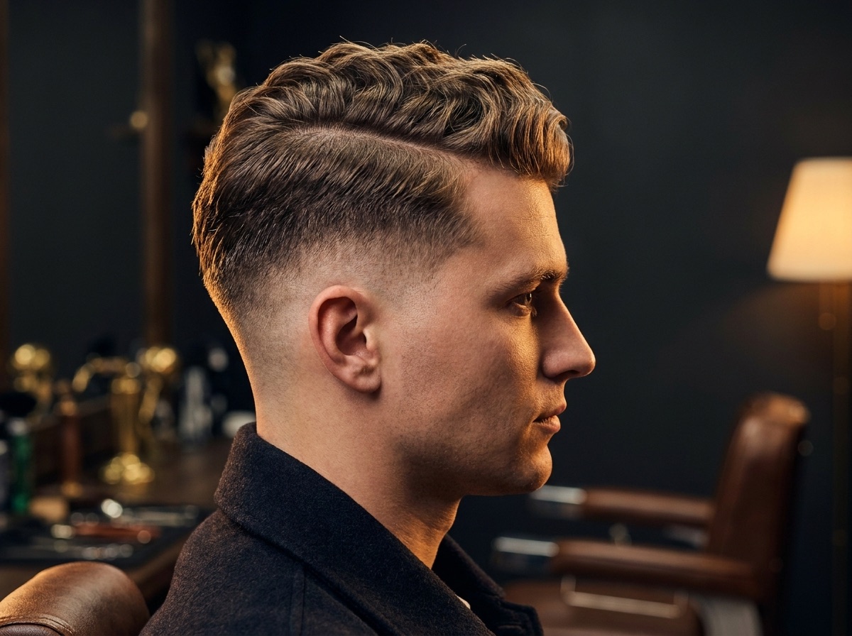 Precision skin fade with a classic side part on wavy hair — barber in Wealdstone, Harrow